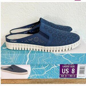Jsport Floral Mule Slip On Contoured Lightweight Shoes -Navy- size 8